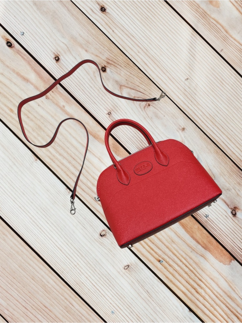 M.I.L.A. red Aubrey dome handbag crossbody leather bag